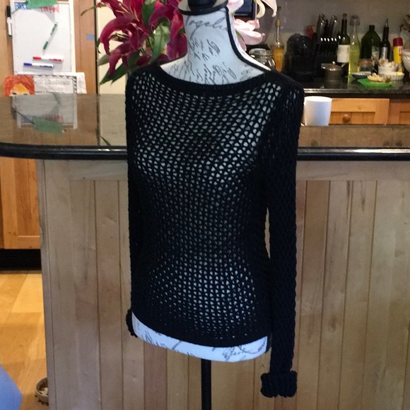 Theory Black Mesh Sweater. Size 4. - Picture 2 of 5